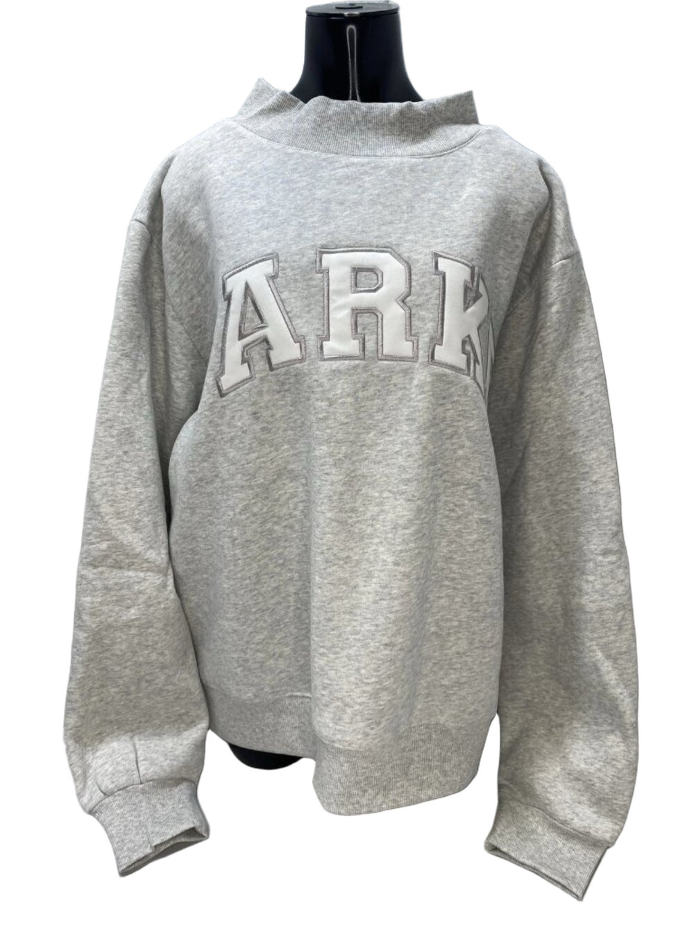Parke Womens Sweatshirt Metallic Gray/White Size L/Xl Fleece Varsity Mockneck